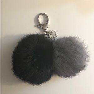 Rebecca Minkoff Fur Ball Keychain, Grey and Black